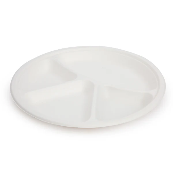 11 4-Compartments Round Meal Plates (Large)
