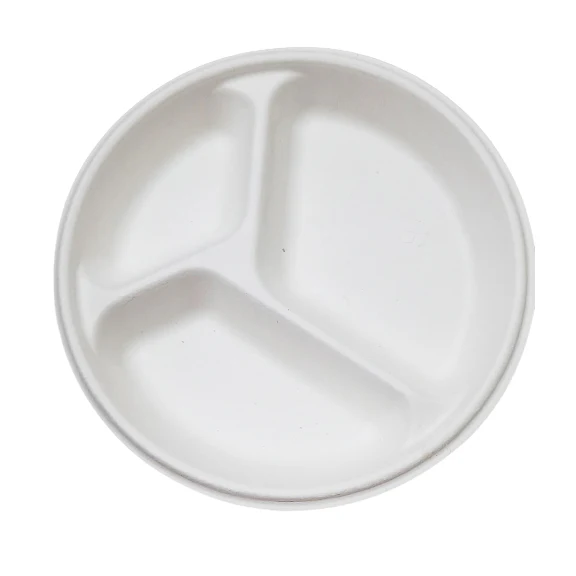 9 3-Compartments Round Meal Plates (Regular)